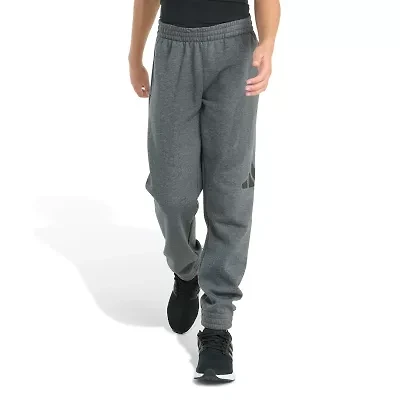 adidas Big Kid Boys Drawstring Waist Cuffed Mid Rise Regular Fit Fleece Jogger Pant