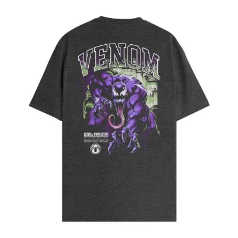 Mens Crew Neck Short Sleeve Regular Fit Spiderman Venom Graphic T-Shirt