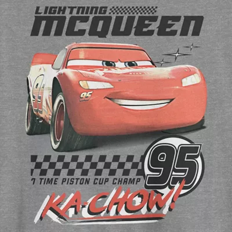 Lightning Mcqueen Mens Crew Neck Short Sleeve Regular Fit Cars Graphic T-Shirt