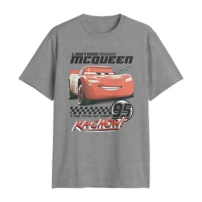Lightning Mcqueen Mens Crew Neck Short Sleeve Regular Fit Cars Graphic T-Shirt