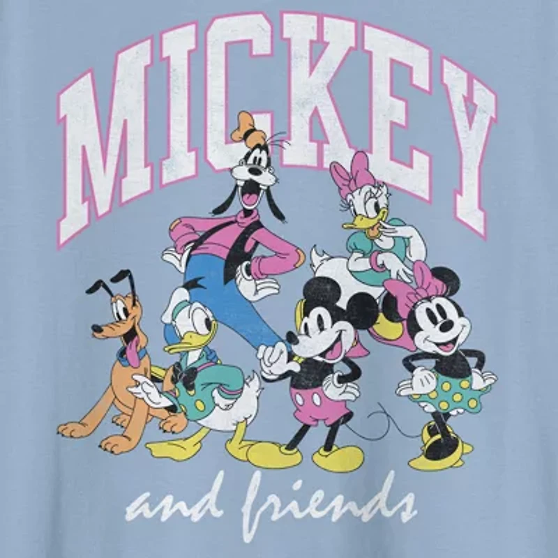 Mens Crew Neck Short Sleeve Regular Fit Mickey and Friends Mouse Graphic T-Shirt