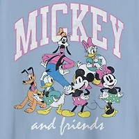 Mens Crew Neck Short Sleeve Regular Fit Mickey and Friends Mouse Graphic T-Shirt