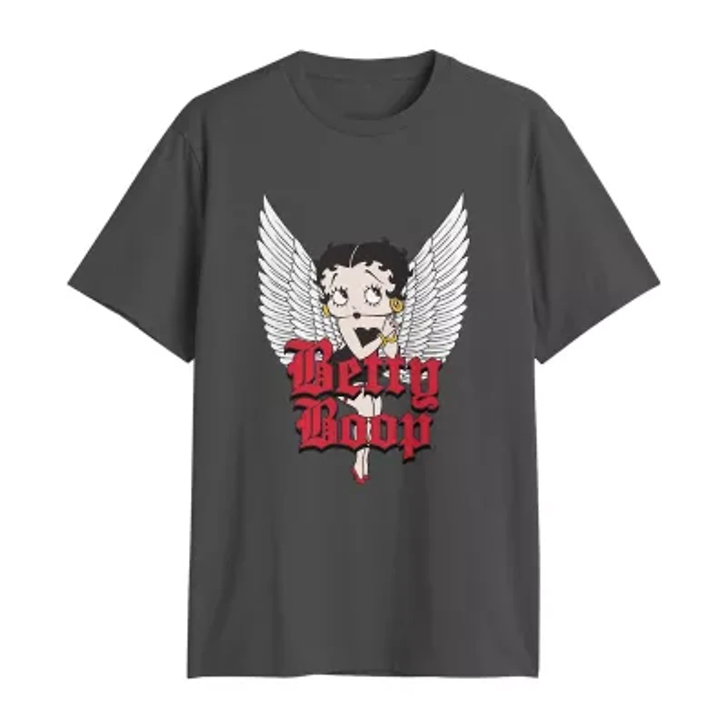 Mens Crew Neck Short Sleeve Regular Fit Betty Boop Graphic T-Shirt