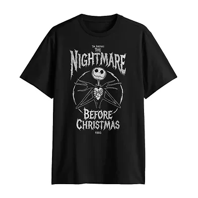 Mens Crew Neck Short Sleeve Regular Fit Nightmare Before Christmas Graphic T-Shirt