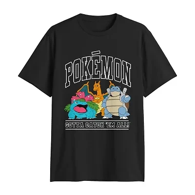 Mens Crew Neck Short Sleeve Regular Fit Pokeman Big and Tall Graphic T-Shirt