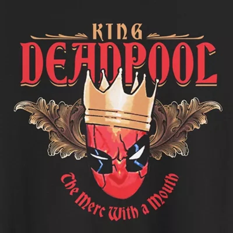 Mens Crew Neck Short Sleeve Regular Fit Deadpool Big and Tall Graphic T-Shirt