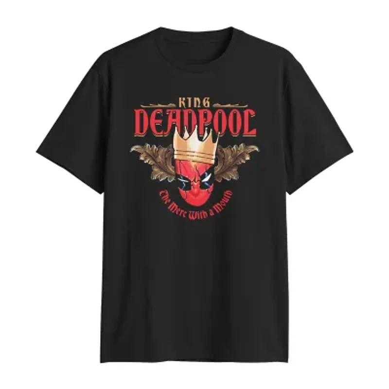 Mens Crew Neck Short Sleeve Regular Fit Deadpool Big and Tall Graphic T-Shirt