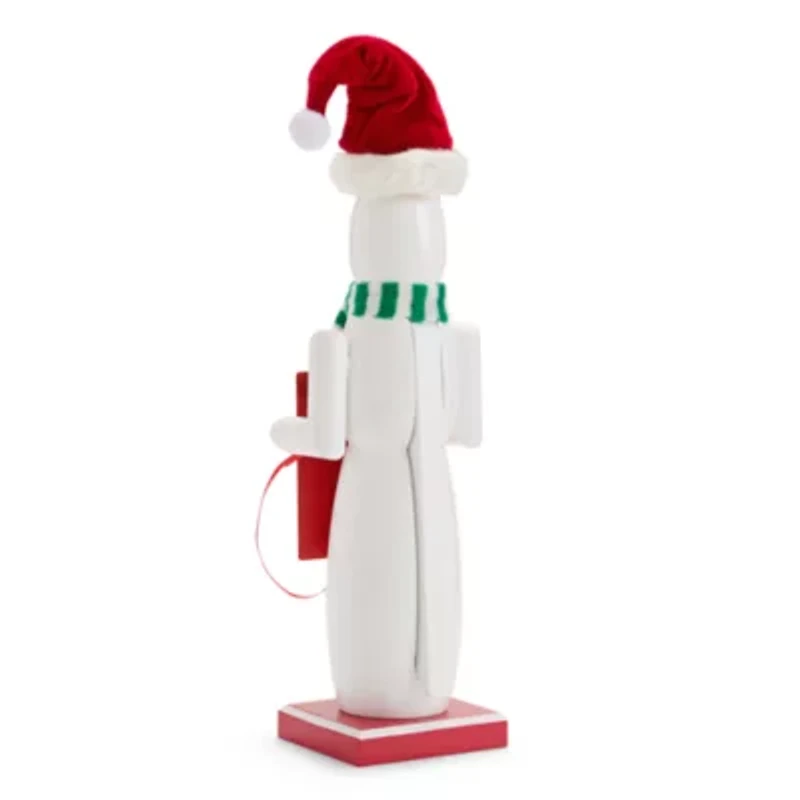 North Pole Trading Co. 14in Snowman Advent Wood Christmas Nutcracker