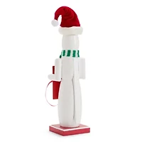 North Pole Trading Co. 14in Snowman Advent Wood Christmas Nutcracker