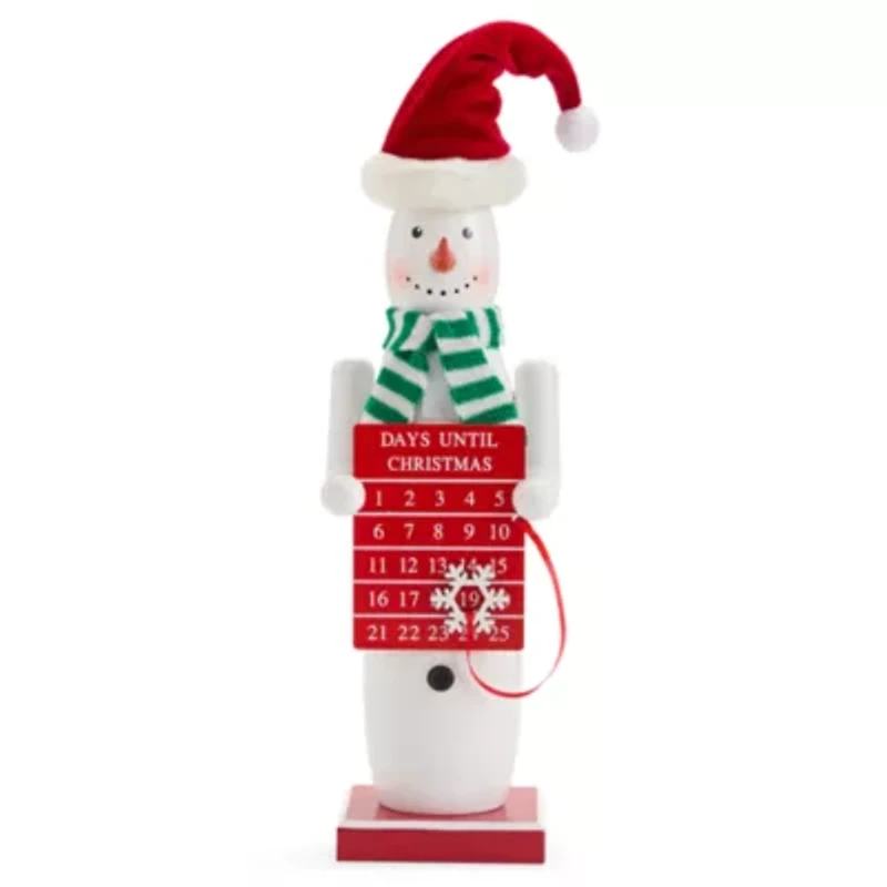North Pole Trading Co. 14in Snowman Advent Wood Christmas Nutcracker