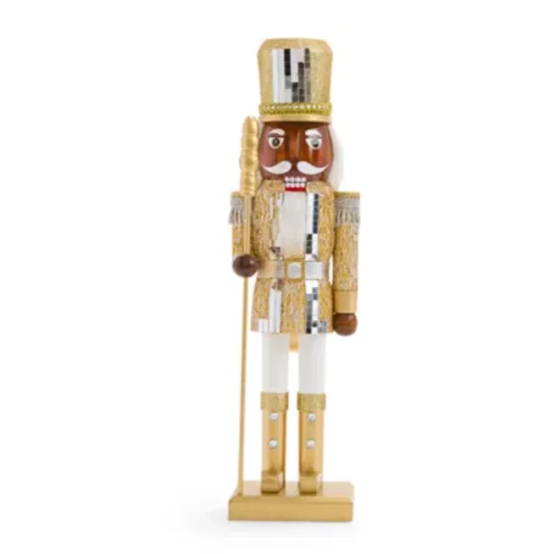 North Pole Trading Co. 14in Disco Hat African American Wood Christmas Nutcracker