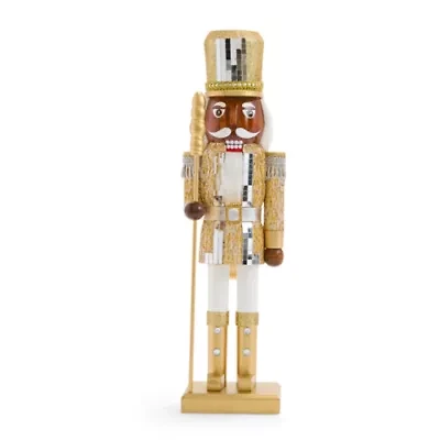 North Pole Trading Co. 14in Disco Hat African American Wood Christmas Nutcracker