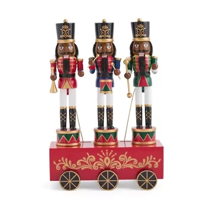 North Pole Trading Co. 12in Musical Trio African American Wood Christmas Nutcracker