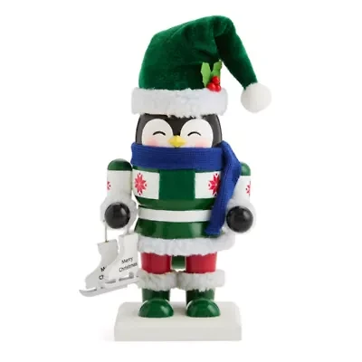North Pole Trading Co. 7in Penguin Wood Christmas Nutcracker