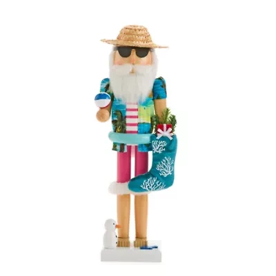 North Pole Trading Co. 14in Beach Wood Christmas Nutcracker