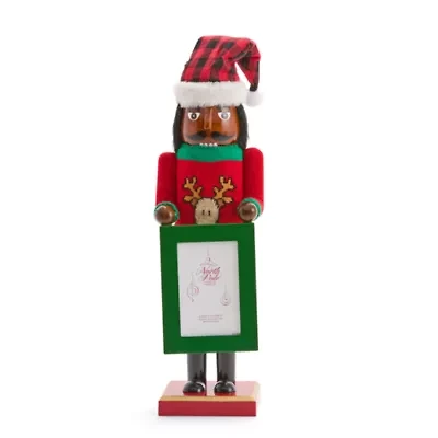 North Pole Trading Co. 14in Photo Frame African American Wood Christmas Nutcracker