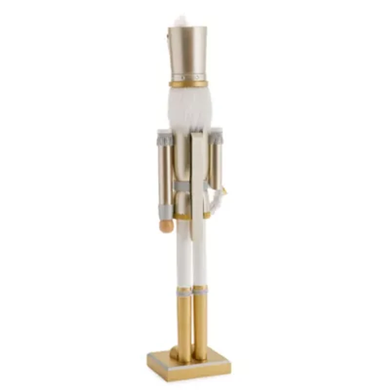 North Pole Trading Co. 36in Gold Wreath Wood Christmas Nutcracker