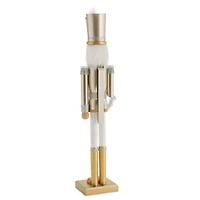 North Pole Trading Co. 36in Gold Wreath Wood Christmas Nutcracker
