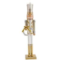 North Pole Trading Co. 36in Gold Wreath Wood Christmas Nutcracker