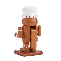 North Pole Trading Co. 7in Gingerbread Wood Christmas Nutcracker