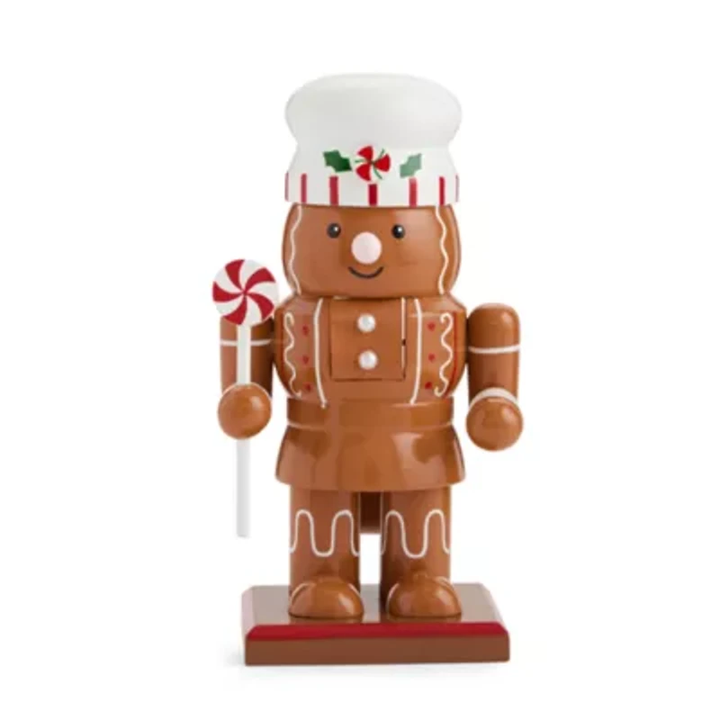 North Pole Trading Co. 7in Gingerbread Wood Christmas Nutcracker