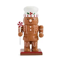 North Pole Trading Co. 7in Gingerbread Wood Christmas Nutcracker