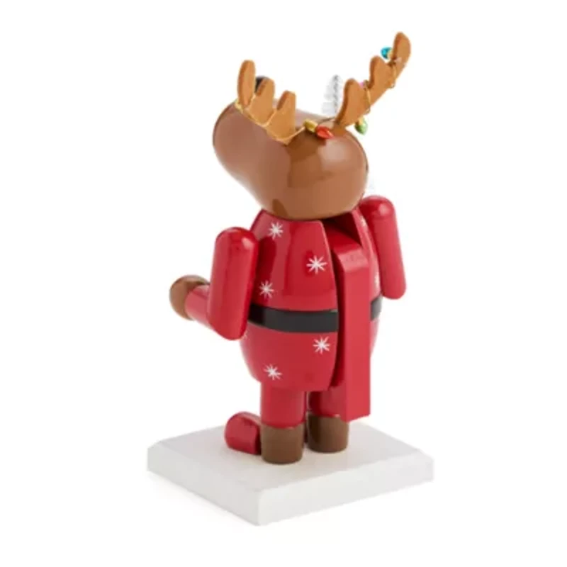 North Pole Trading Co. 7in Reindeer Wood Christmas Nutcracker