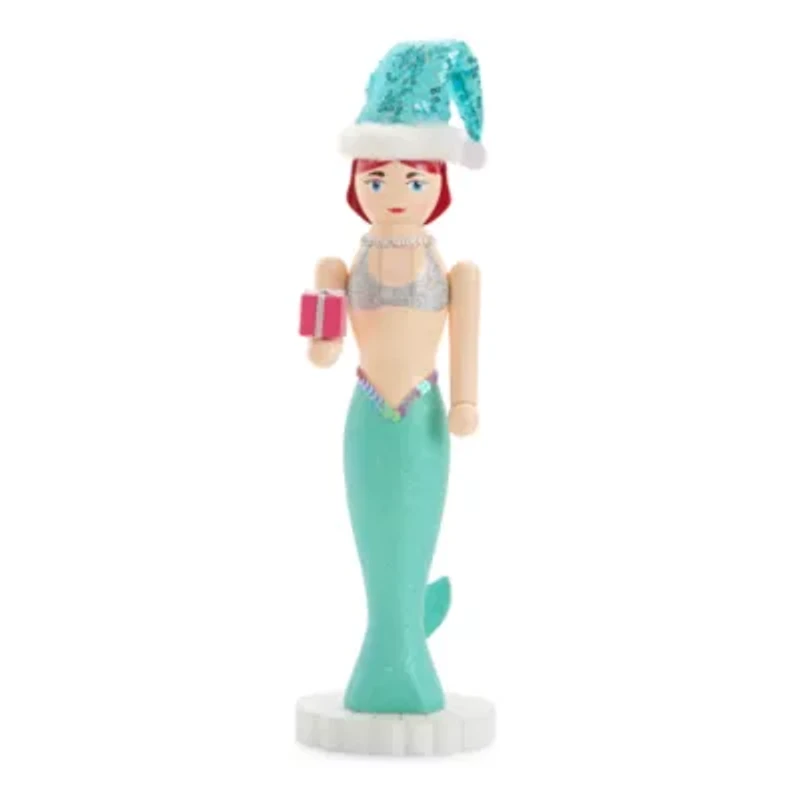 North Pole Trading Co. 14in Mermaid Wood Christmas Nutcracker