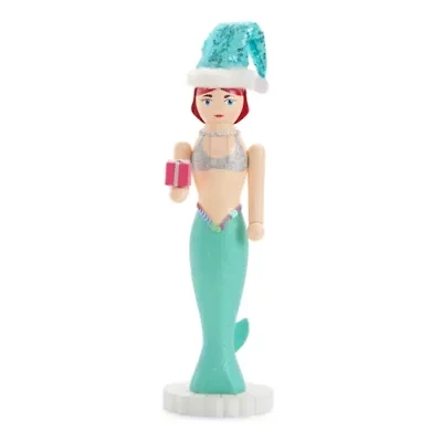 North Pole Trading Co. 14in Mermaid Wood Christmas Nutcracker