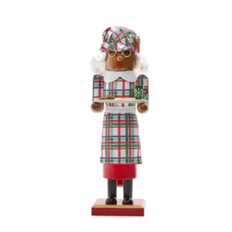 North Pole Trading Co. 14in Mrs. Clause African American Wood Christmas Nutcracker