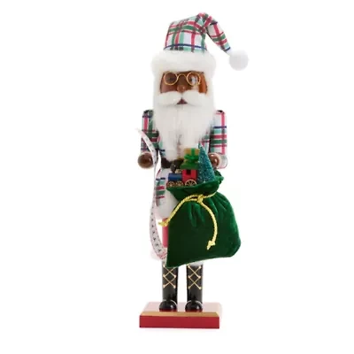North Pole Trading Co. 14in Santa Clause African American Wood Christmas Nutcracker