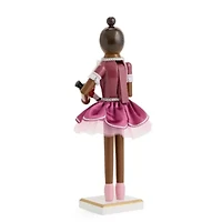 North Pole Trading Co. 14in Ballerina African American Wood Christmas Nutcracker
