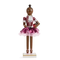 North Pole Trading Co. 14in Ballerina African American Wood Christmas Nutcracker