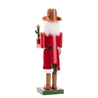 North Pole Trading Co. 14in Cowboy African American Wood Christmas Nutcracker