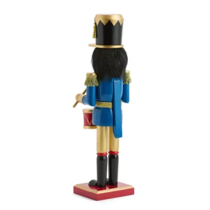North Pole Trading Co. 14in Traditional Drummer Wood Christmas Nutcracker