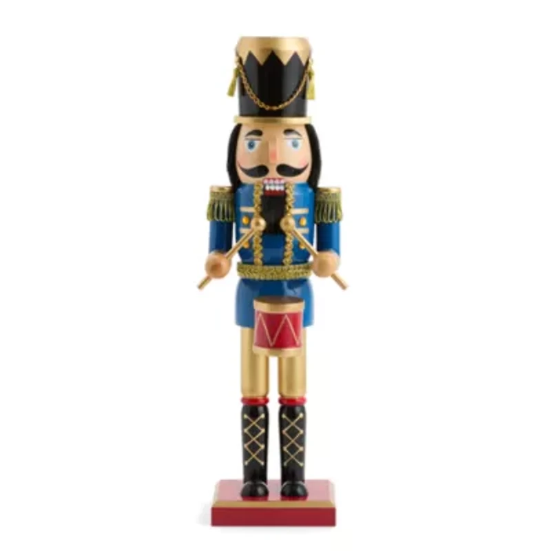 North Pole Trading Co. 14in Traditional Drummer Wood Christmas Nutcracker