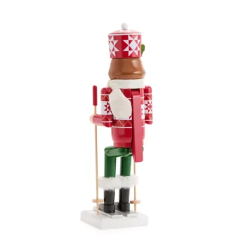 North Pole Trading Co. 14in Ski Girl Wood Christmas Nutcracker