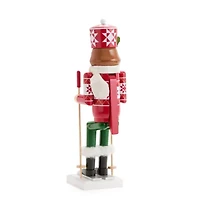 North Pole Trading Co. 14in Ski Girl Wood Christmas Nutcracker