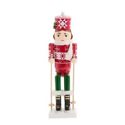 North Pole Trading Co. 14in Ski Girl Wood Christmas Nutcracker
