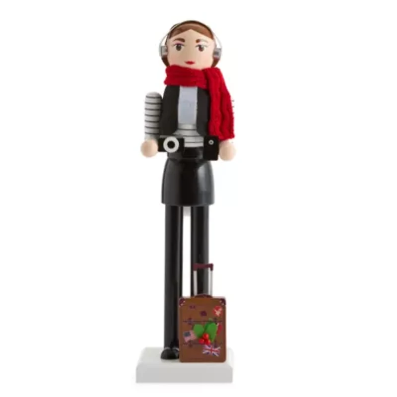 North Pole Trading Co. 14in Travel Girl Wood Christmas Nutcracker