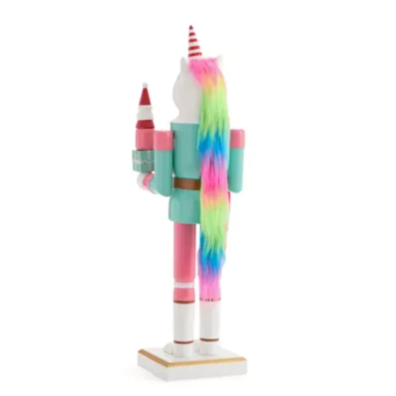 North Pole Trading Co. 14in Unicorn Wood Christmas Nutcracker