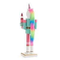 North Pole Trading Co. 14in Unicorn Wood Christmas Nutcracker