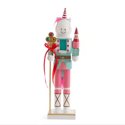 North Pole Trading Co. 14in Unicorn Wood Christmas Nutcracker