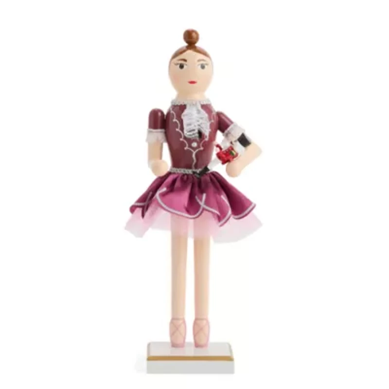 North Pole Trading Co. 14in Ballerina Wood Christmas Nutcracker