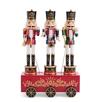 North Pole Trading Co. 12in Musical Trio Wood Christmas Nutcracker