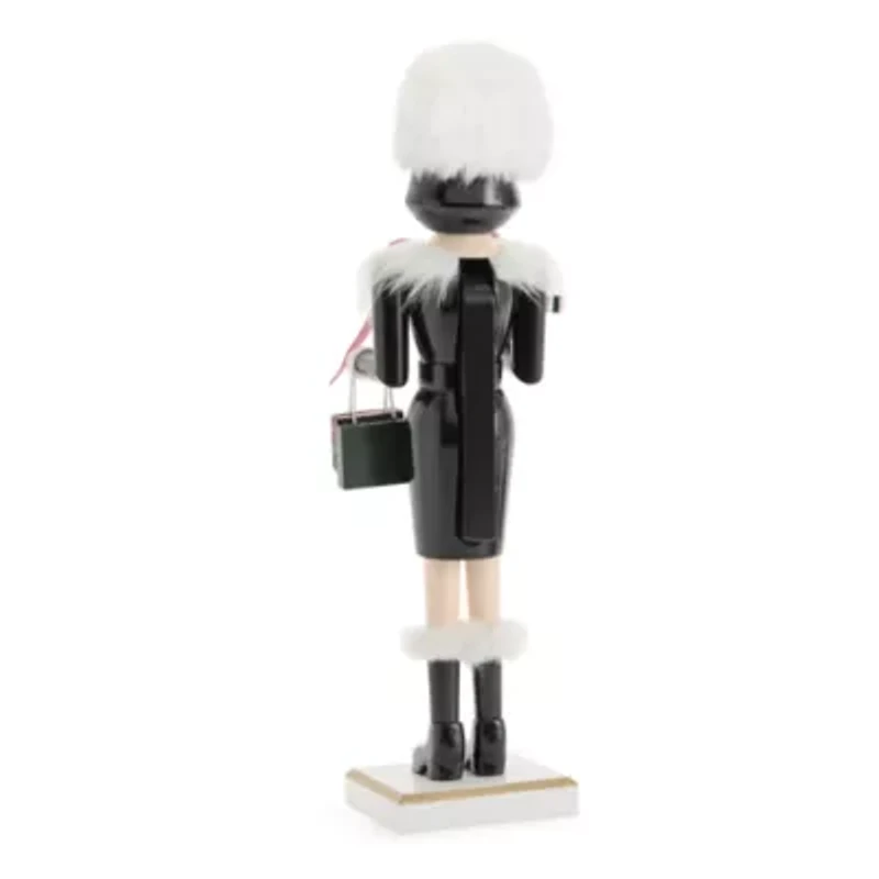 North Pole Trading Co. 14in Shopper Girl Wood Christmas Nutcracker