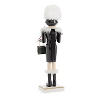 North Pole Trading Co. 14in Shopper Girl Wood Christmas Nutcracker