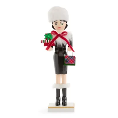North Pole Trading Co. 14in Shopper Girl Wood Christmas Nutcracker