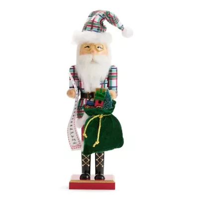 North Pole Trading Co. 14in Santa Clause Wood Christmas Nutcracker