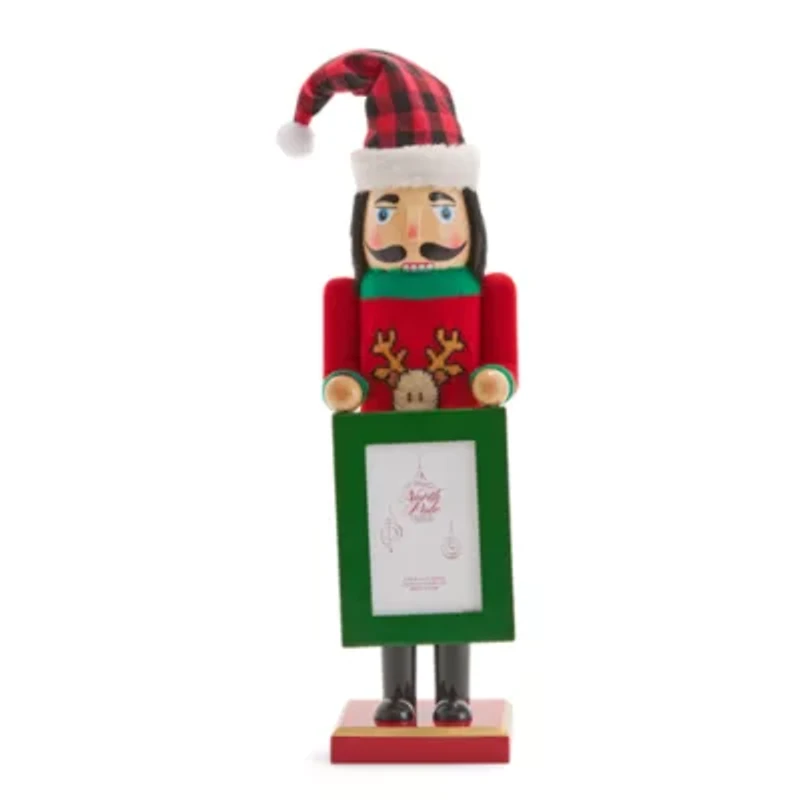 North Pole Trading Co. 14in Photo Frame Wood Christmas Nutcracker